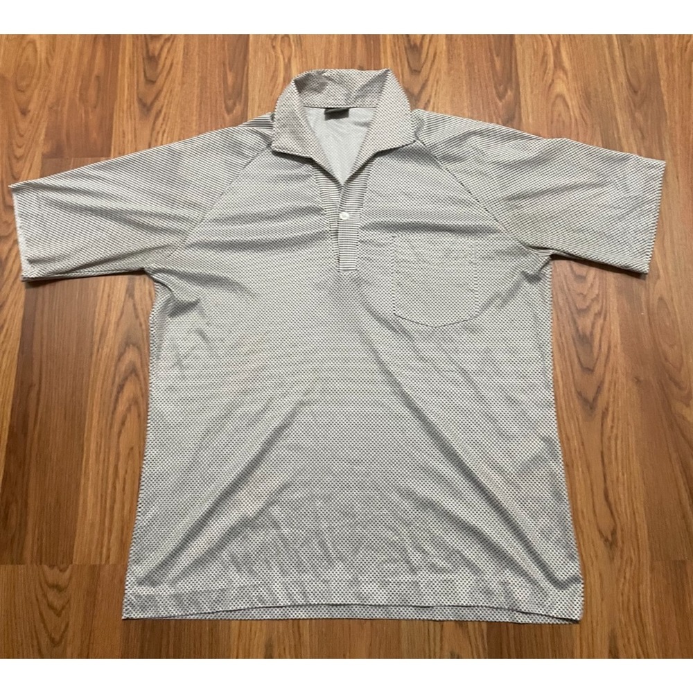 Spire Polo Shirt Mens Large Brown Dot Pattern Made USA Pocket Short Sleeve
